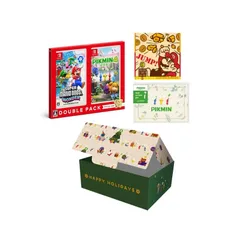 【ピクミンオリジナルデザイン ギフトBOX入り】『スーパーマリオブラザーズ ワンダー・ピクミン４』ダブルパック -Switch & ピクミンミニレターセット＋スーパーマリオブラザーズミニタオル(ブレイクブロック)