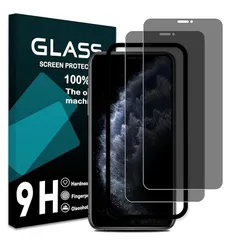 対応 iPhone 11 Pro ガラスフィルム 覗き見防止【2枚セット- 国産旭硝子素材】iPhone11Pro / iPhone Xs/iPhone X フィルム のぞき見防止 ガイド枠付き ラス アイフォンX/Xs 保護フィルム アイホン 11 プロ 強