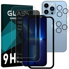 対応 iPhone 13 Pro ガラスフイルム 6.1インチ 【1+1+2 枚セット-国産旭硝子】【透明強化ガラス1枚 / 覗き見ガラスフィルム1枚 /レンズ保護フィルム2枚】 ガイド枠付き iphone13 pro フイルム アイホン13 pro 液晶 保