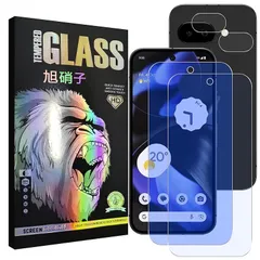 対応 Google Pixel 9A フイルム ブルーライトカット【2+2枚セット -国産AGC旭硝子素材 】 pixel9a ガラスフイルム（２枚入り）+ レンズフィルム （２枚入り） ピクセル9a 液晶 保護フィルム pixel 9a 強化ガラス 目の疲れ