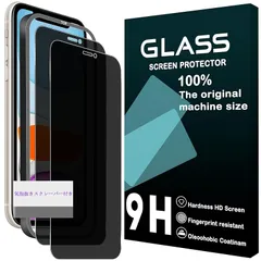 対応 iPhone 11 / iPhone XR ガラスフイルム 覗き見防止 【 2枚セット-プライバシー保護】 ガイド枠付き 国産AGC素材 アイフォン11 XR 強化ガラス 覗き見フィルム プライバシーフィルム 6.1インチ対応 S-IP11-FK2