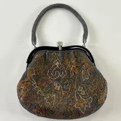 和装バッグ 優品 ビーズバッグ フォーマル 草花 灰色 ビーズ 和装小物  【中古】