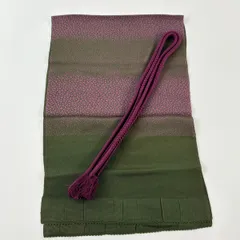 和装セット 優品 帯締め帯揚げ2点セット 幾何学 深緑 正絹 和装小物  【中古】