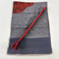 【美品】 和装セット 優品 帯締め帯揚げ2点セット 花唐草 鮫 灰紫 正絹 和装小物  【中古】