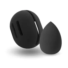 ファンデーション しずく型 メイクパフ 化粧スポンジ やわらかパフケース付き メイクスポンジ パフ (ブラック) Number JP