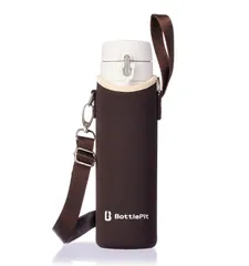 水筒カバー 500ml用 ショルダーストラップ付き(ブラウン)