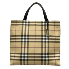 Burberry LONDON(バーバリーロンドン) トートバッグ ベージュ×黒×マルチ チェック柄 レザー