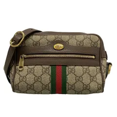 GUCCI(グッチ) ショルダーバッグ オフィディア GGスプリームミニバッグ 517350 ダークブラウン×ベージュ×マルチ レザー
