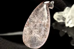 【１点物】シルバー925◇希少 デンドリティックローズクォーツ　43x22mm　ドロップ ペンダントトップ パワーストーン 天然石 _PC7308