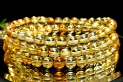 希少メキシコ産◇天然琥珀 ゴールデンアンバー琥珀　5mm　3連タイプ ブレスレット パワーストーン 天然石 _BG6177-5