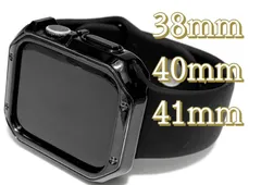 38mm40mm41mm用　オールブラック　アップルウォッチ　TPU サイドバンパー　ケース　ベルト　シリコン　ラバー　バンド　SE Ultra