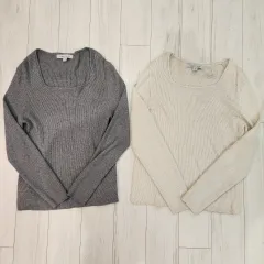 新品 Lapiaf ニット 長袖Tシャツ グレー/アイボリー まとめ