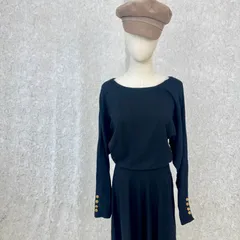 USA製 100%ウール ブラックワンピース ゴールドボタン 80s?90s レトロ長袖 レディース古着