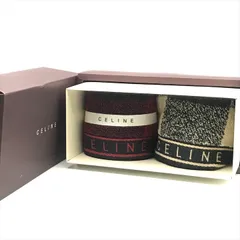新品未使用 CELINE セリーヌ タオル ハンカチ ウォッシュタオル 2枚 セット 綿 100％ ブラック レッド ギフト プレゼント 箱付き m15276