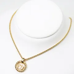 ディオール DIOR ロゴ ネックレス ゴールドカラー 45.8cm ロープ サークル コスチュームジュエリー【中古】