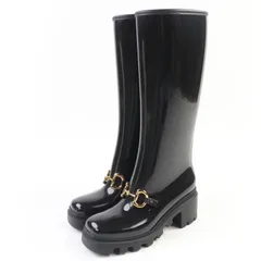 新品・未使用　グッチ　ロングブーツ　エナメル　ホースビット　金具　箱保存袋付き 新品・未使用 グッチ ロングブーツ エナメル ホースビット 金具 箱保存