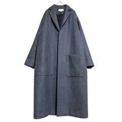 ▪️美品 ドゥロワー ダブルフェイス ノーカラー ロングコート ウール 34 美品 Drawer ウール100％ ゆったりオーバーサイズ ノーカラーロング