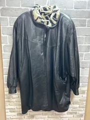 A【A20-24】◇ブランド、サイズ不明　フェイクレザージャケット　リバーシブル(フェイクレザー×フェイクファー)