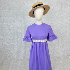 美品☆マカフィー フレンチスリーブ シャツワンピース ギャザー バンド 