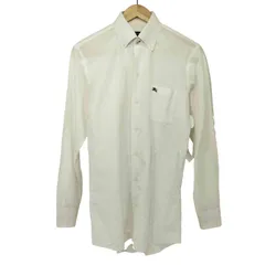 バーバリーブラックレーベル BURBERRY BLACK LABEL リネン混 ホース刺繍 ボタンダウンシャツ ドレスシャツ メンズ FR：38 