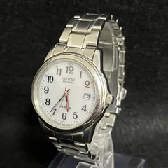 【稼働品】 CITIZEN 腕時計 エコドライブ ソーラー デイト シルバー 純正ベルト シチズン
