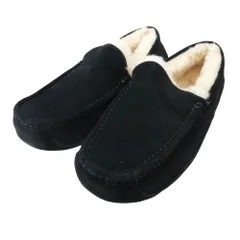 UGG アグ 1101110 ASCOT アスコット ムートン スリッポン モカシン ブラック×ホワイト ブラック系 ホワイト系 25cm【美品】【中古】