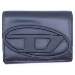 DIESEL (ディーゼル) オーバルロゴ 三つ折り財布 コンパクトウォレット ブラック レザー X09887