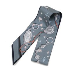 エルメス エプロンドール ツイリー スカーフ ネイビー/ホワイト フリル