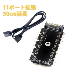 【2 個入り】RGBスプリッターハブ 電源50cm延長ケーブル SATA/IDE ポート付き ARGB HUB 1→11分岐 AURA SYNC対応 5V 3ピン RGB 集線器 SATA給電 PCケース用 LEDファン 拡張ハブ RGBライト