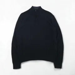 Calvin Klein ハーフジップ ジャガード ニット セーター L ブラック コットン