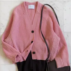 本日まで！500円割引きクーポン発行中！美品【アダムエロペ】　ラムコクーンカーディガン Fサイズ ピンク ショート丈