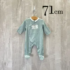 ap11478-2 OBAiBi オバイビ BABY ベビー ロンパース 70 9M 71cm ライトグリーン パンダ プリント 襟付き 靴下付き 股ボタン クルーネック 起毛 保温性 通気性  長袖 3ヶ月 OBAÏBI