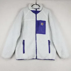 Carhartt カーハート メンズ 白/パープル ボア フリース ジャケット(M)