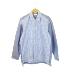 アンルート EN ROUTE 長袖シャツ ダブルボタン 切り替え ストライプ柄 タイプライター生地 2 M 青 ブルー 7311-218-0043 /AH13 ■GY17