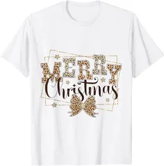 送料無料  100%コットン ヒョウ クリスマス メリークリスマス Tシャツ 熱転写3Dプリント メンズ　レディース おもしろい 半袖 パロディ　Tシャツ