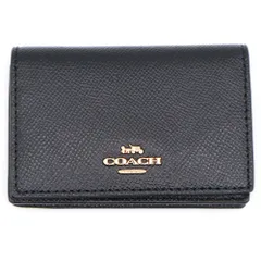 COACH (コーチ) カードケース 名刺入れ 財布 ブラック レザー ゴールド金具