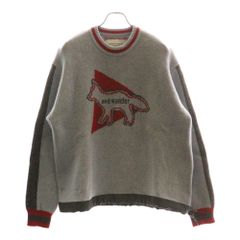 MAISON KITSUNE (メゾンキツネ) ×and wander Pullover Knit アンドワンダー フロントロゴ プルオーバーニット ブルー 574-3284908