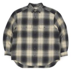 バナナリパブリック Banana Republic バナリパ 90s 90年代 ウールワークシャツ レギュラカラー 珍品 ポルトガル製 OLD GAP J.CREW ヴィンテージ 古着 ダークネイビー系 オンブレチェック柄 L【中古】