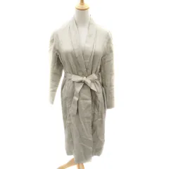 ナノユニバース nano universe スプリングコート ガウンコート ロング丈 ウエストリボン 麻 リネン 38 M ベージュ /YK9