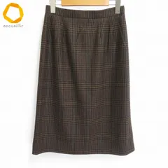 #w バーバリー BURBERRY タイト スカート 11号 茶系 黒 マルチ チェック ウール 毛 100％ ヴィンテージ レディース [952268] k01