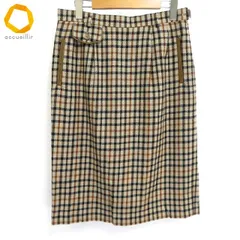 #w ダックス DAKS タイト スカート 69-94 ベージュ 黒 茶系 チェック ウール 毛 ダックスチェック [972612] k01