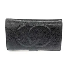 CHANEL シャネル 二つ折り財布  ココマーク/キャビアスキン/カード付(5401460)    ブラック レディース / 241016001720