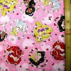約108×40  8179  キャラクター 生地 布  ディズニー プリンセス （ ピンク系 ) プリンセス生地 プリンセス 生地 ラプンツェル シンデレラ アリエル シンデレラ ベル 白雪姫 ディズニー