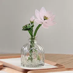 ハス 置き物 瑠璃 蓮の花 盆栽 置物 お香置き 縁着物 おしゃれ 花のオブジェ 手作り 工芸品 植物 卓上置物 飾り 小さい デコレーション かわいい インテリア 文房具 茶室 リビング 装飾 エレ