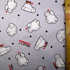 約108×40 8184 キャラクター 生地 布  ベイマックス（ グレー系 )  ベイマックス生地 ベイマックス 生地 ディズニー ビッグ ヒーロー シックス