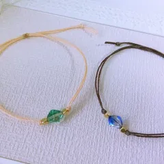 ２点セット　チェコピコノとワックスコードブレスレット（アプリコットカラー＆ブラウン）