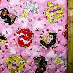 約106cm×40cm　kq-6334 キルティング 生地 布  ディズニー プリンセス （ ピンク系 )  プリンセス生地 プリンセス 生地 ラプンツェル シンデレラ アリエル シンデレラ ベル 白雪姫 ディズニー