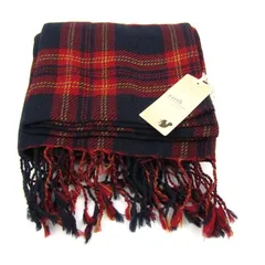 アースミュージックアンドエコロジー ストール チェック柄 大判 ブランド レディース ネイビー レッド earth music&ecology