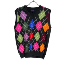 NOAH (ノア) ■ ③④ 18080122000030 MERINO ARGYLE VEST  メンズ ブラック Sのサムネイル
