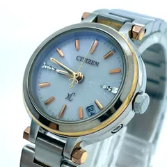 【稼働/美品】シチズン XC クロスシー 腕時計 H058-T017908 レディース エコドライブ ソーラー電波 シルバー ゴールド コンビ デイト表示 ラウンド ダイヤモンド エレガント ドレスウォッチ ビジネス クリーニング済 G6